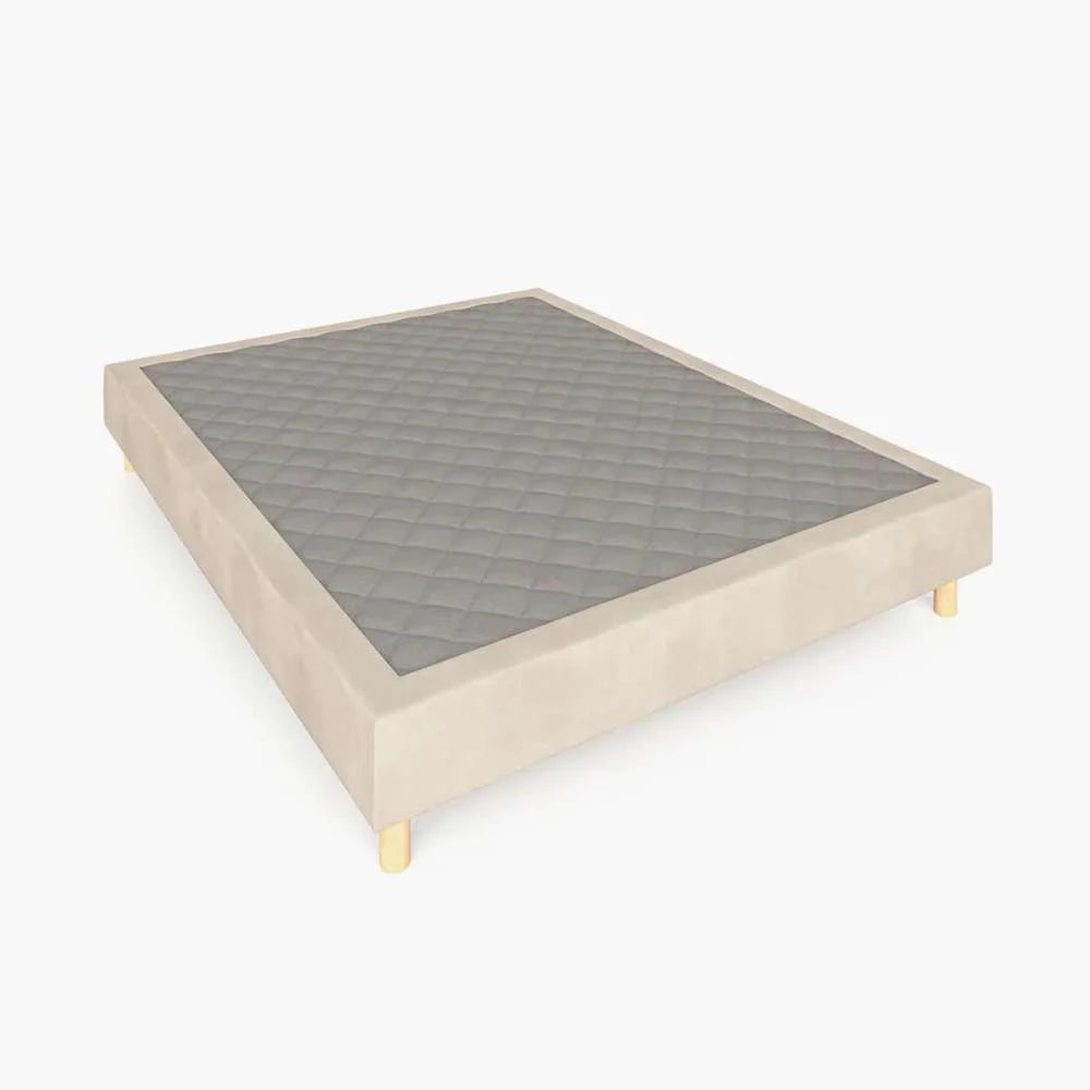 Base de madera Samos tapizada en tejido beige para hoteles