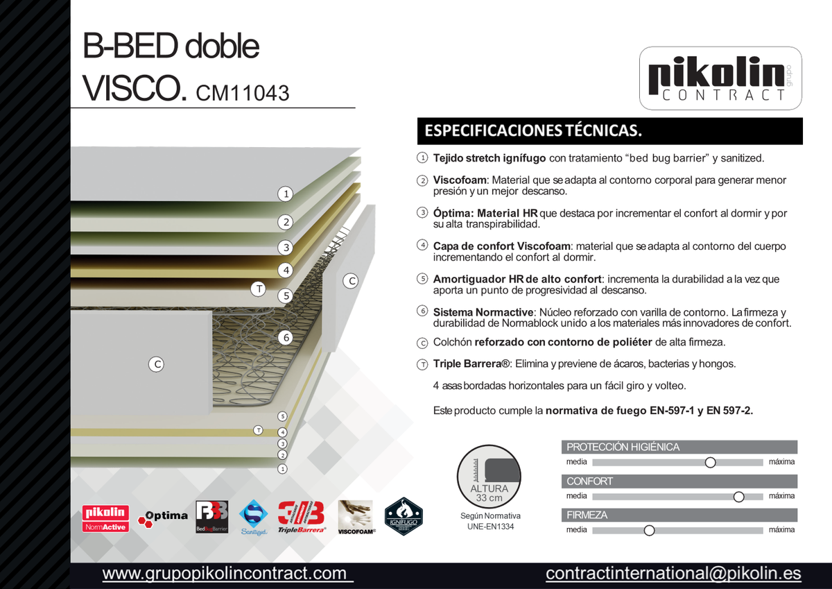 Colchón para hoteles 33cm - B-Bed
