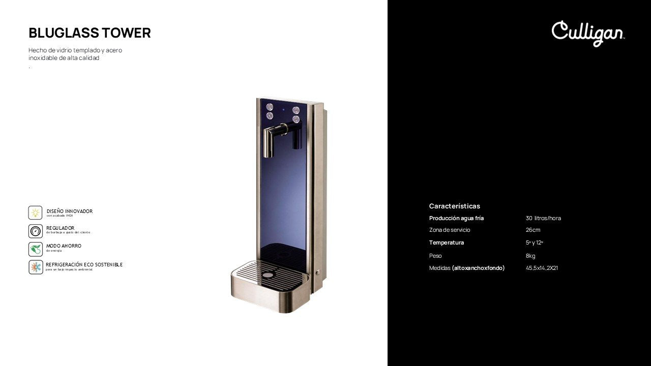 Bluglass Tower Dispensador de agua para hoteles