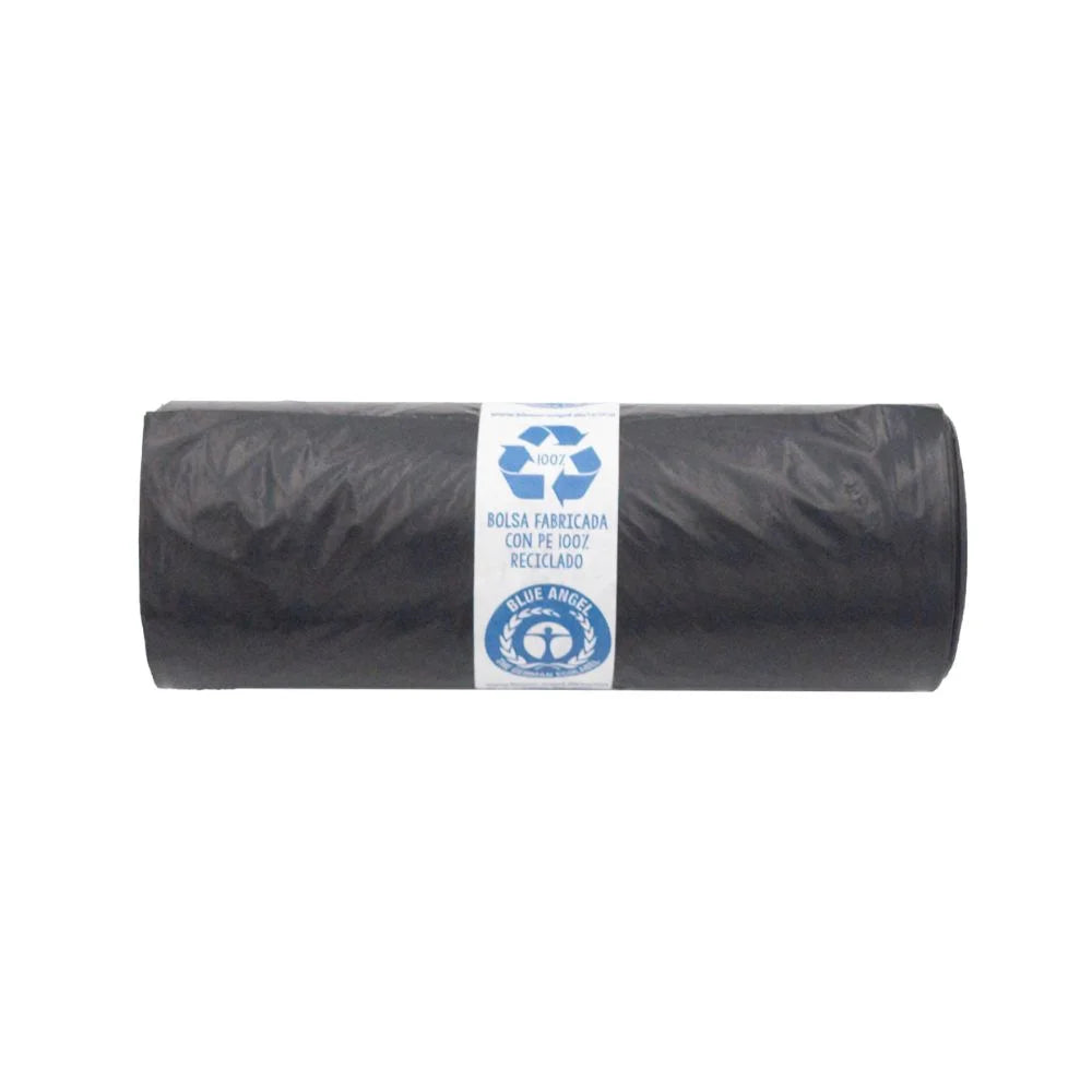 Rollo 10 bolsas de basura negras recicladas 90x120 cm capacidad 150 L para hoteles
