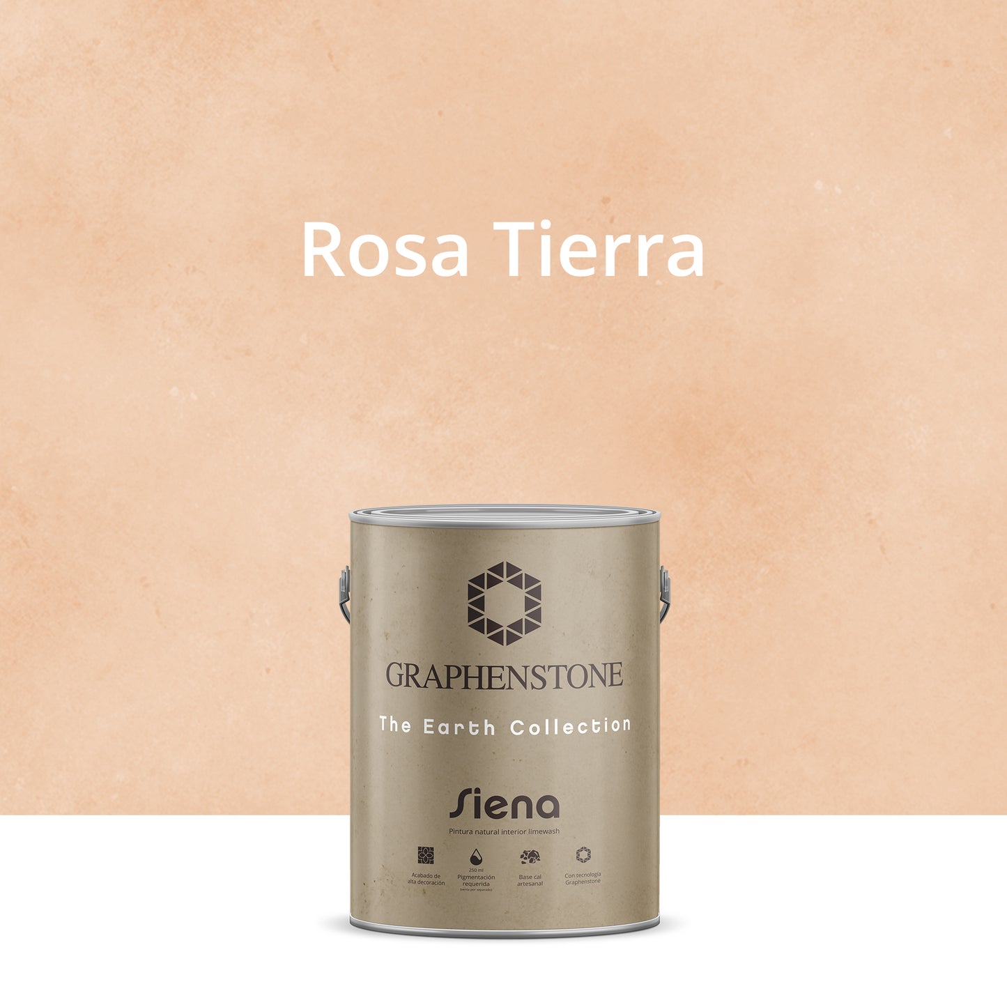 Tinta ecológica para interiores, efeito cal, base de cal, Siena, rosa terra, 4 litros