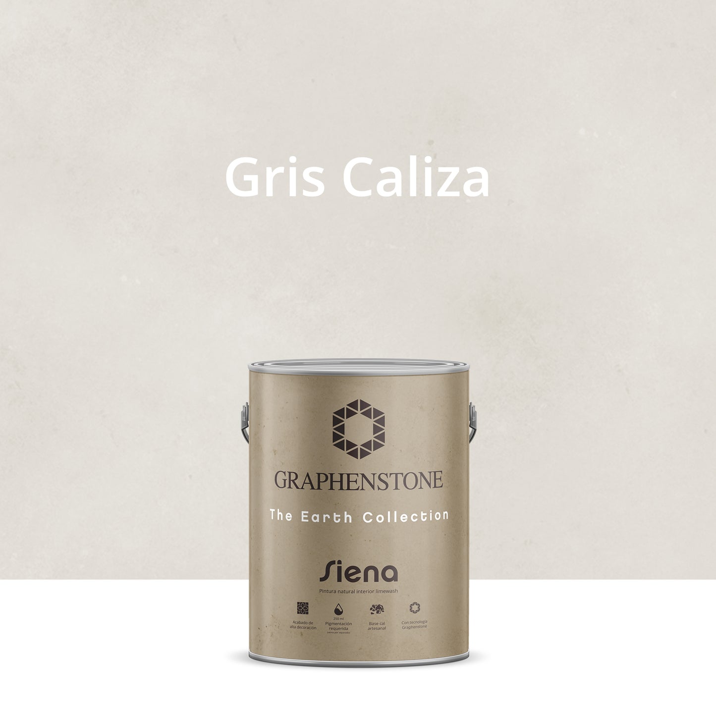 Pintura Ecológica INTERIOR Efecto LIMEWASH Base Cal SIENA Color GRIS CALIZA 4L