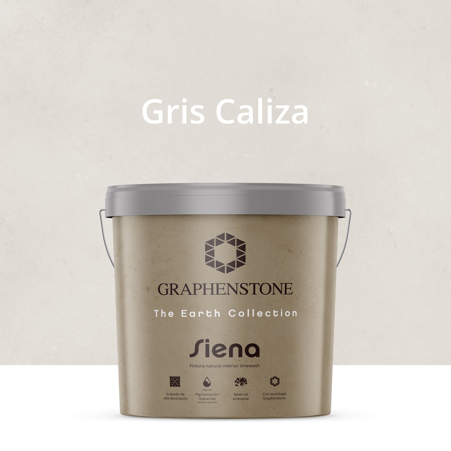 Pintura Ecológica INTERIOR Efecto LIMEWASH Base Cal SIENA Color GRIS CALIZA 15L