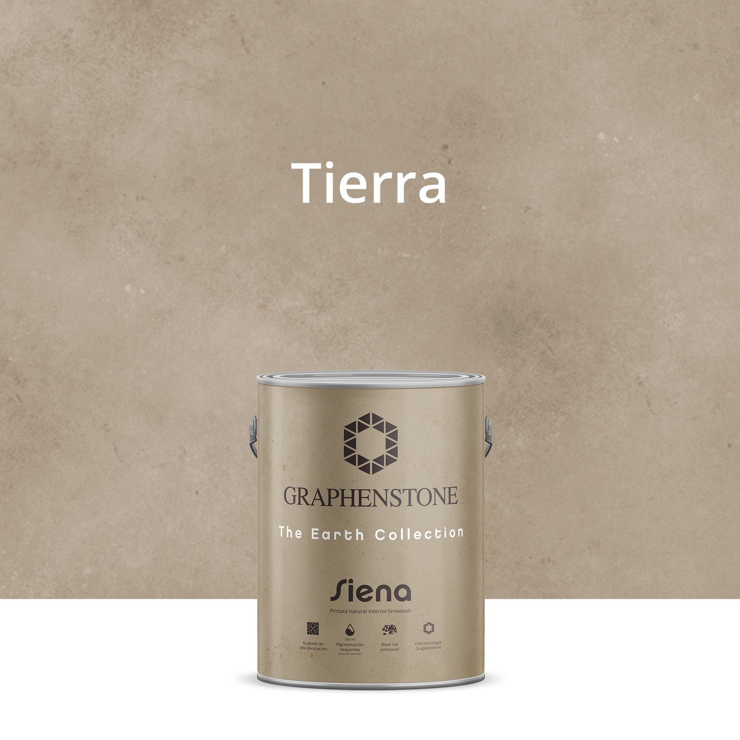 Tinta ecológica para interiores, efeito cal, base de cal, Siena, cor terra, 4 litros
