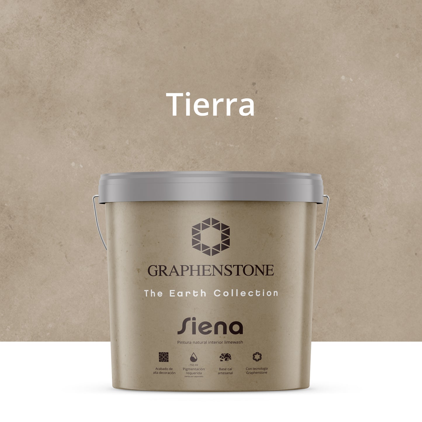 Tinta ecológica para interiores, efeito cal, base de cal, Siena, cor terra, 15L