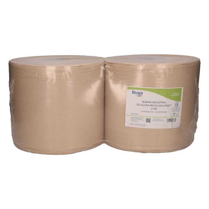 GREENSOURCE | Bobina industrial nature gofrado marrón, 350 m, celulosa reciclada, 2 capas