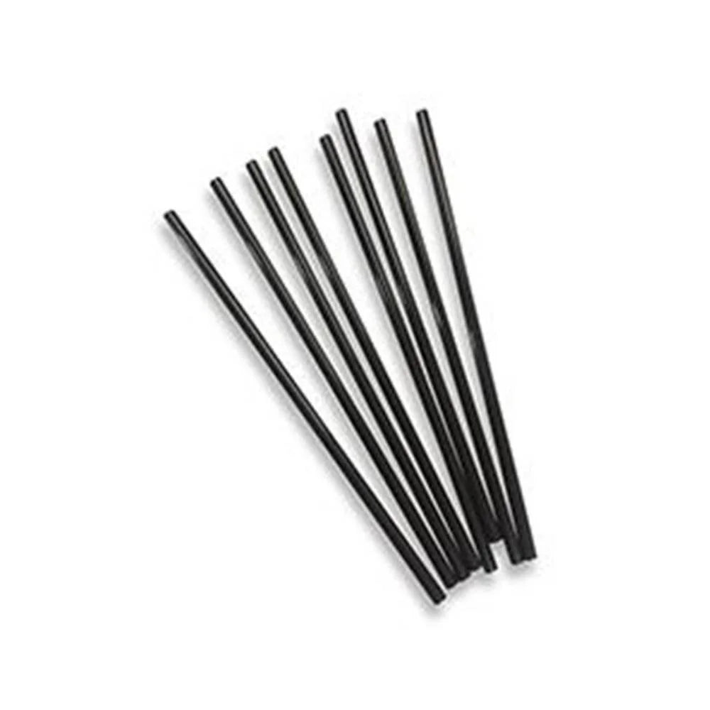 Lot de 100 pailles droites en papier noir 6 x 200 mm pour hôtels