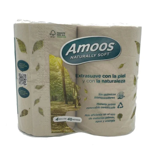 Papel higiénico pequeño 2 capas Naturally Soft P4 S60 R Amoos para hoteles