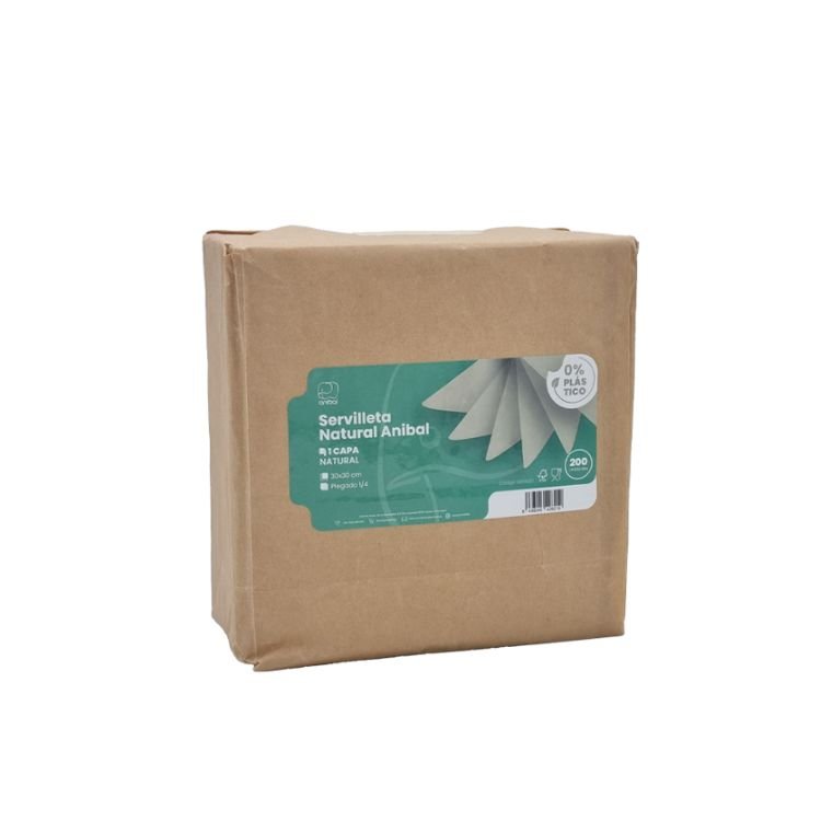 Paquete 200 servilletas naturales 1 capa 30x30 cm para hoteles
