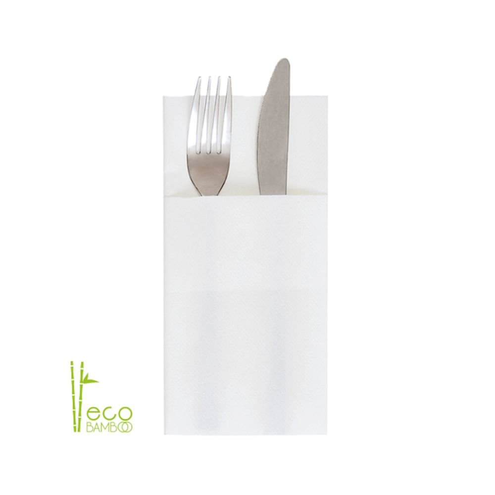 Paquete 50 servilletas blancas cangurito 33x40 cm ECO Bamboo para hoteles