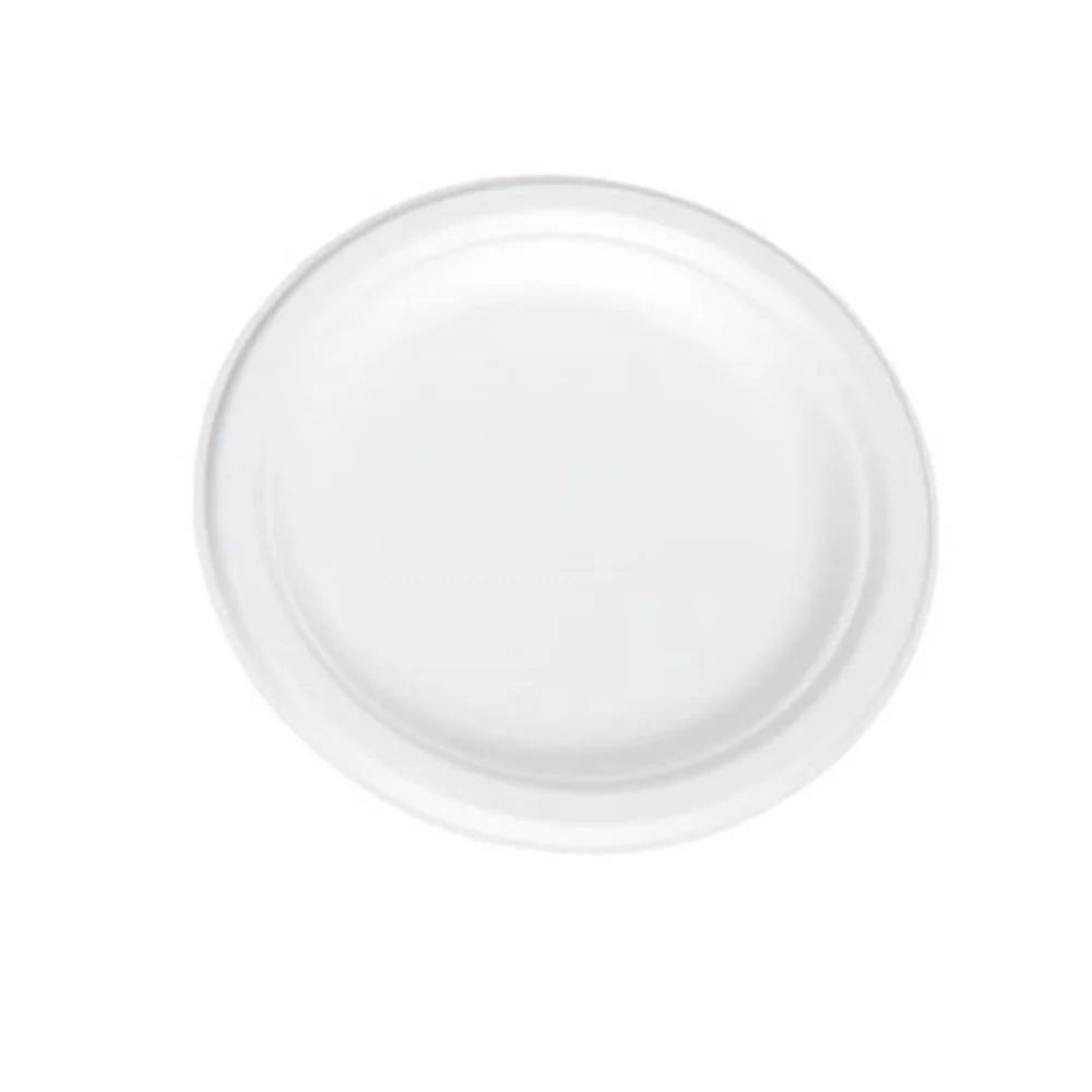 Pack 50 platos biodegradables de caña de azúcar 18 cm para hoteles
