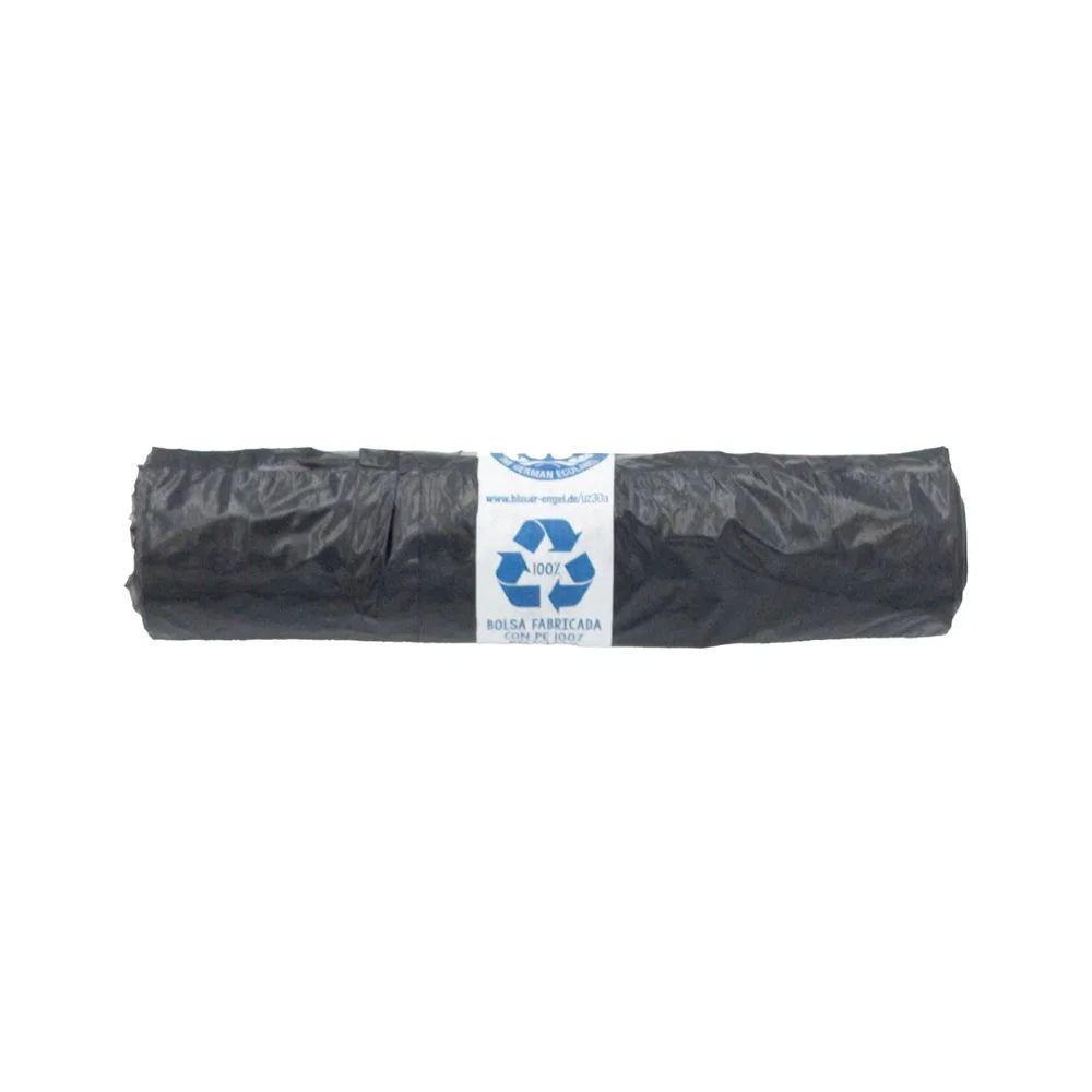 Rollo 10 bolsas de basura negras recicladas 60x90 cm papeleras de hasta 57 L para hoteles
