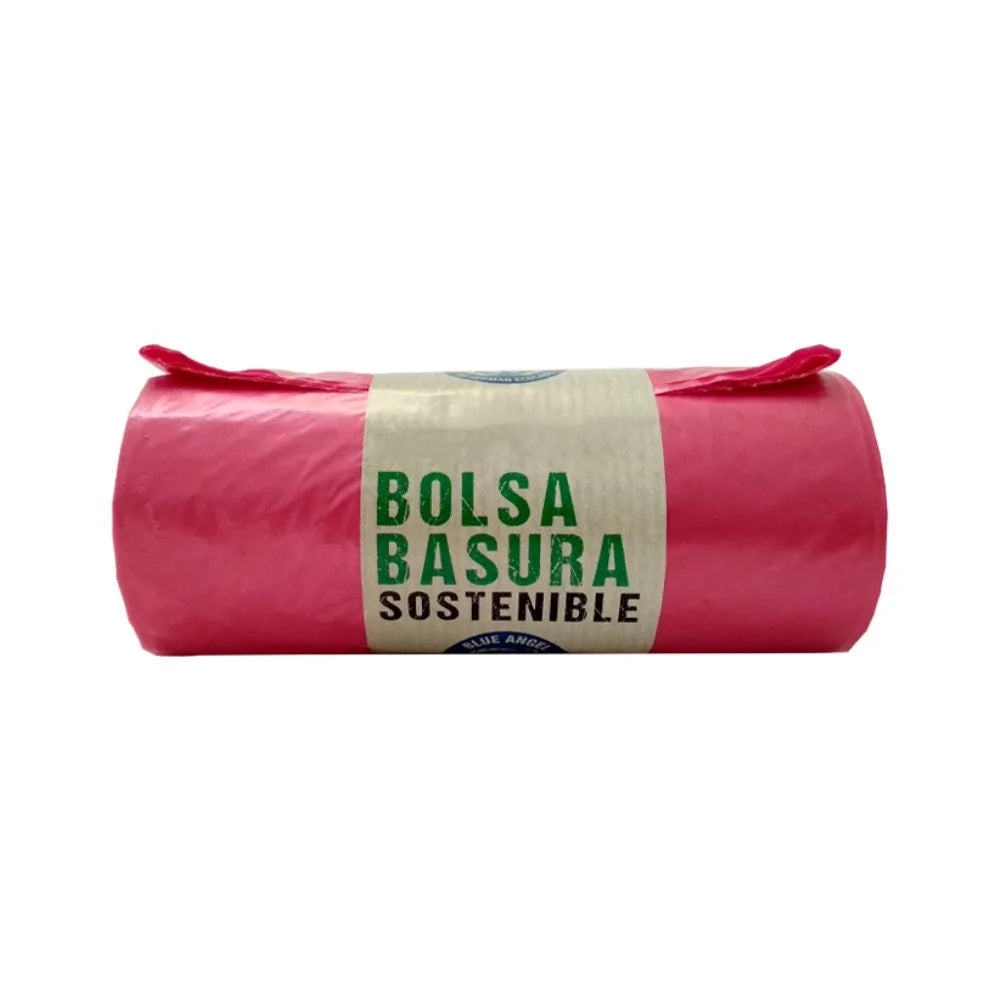 Rollo 10 bolsas de basura rojas recicladas 85x105 cm capacidad 100 L para hoteles