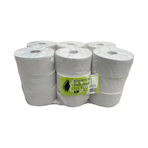 Rollo higiénico industrial reciclado 1 capa liso para hoteles