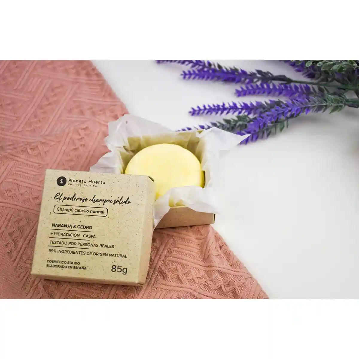 Champú sólido cabello normal Naranja y Cedro 85 gr para hoteles