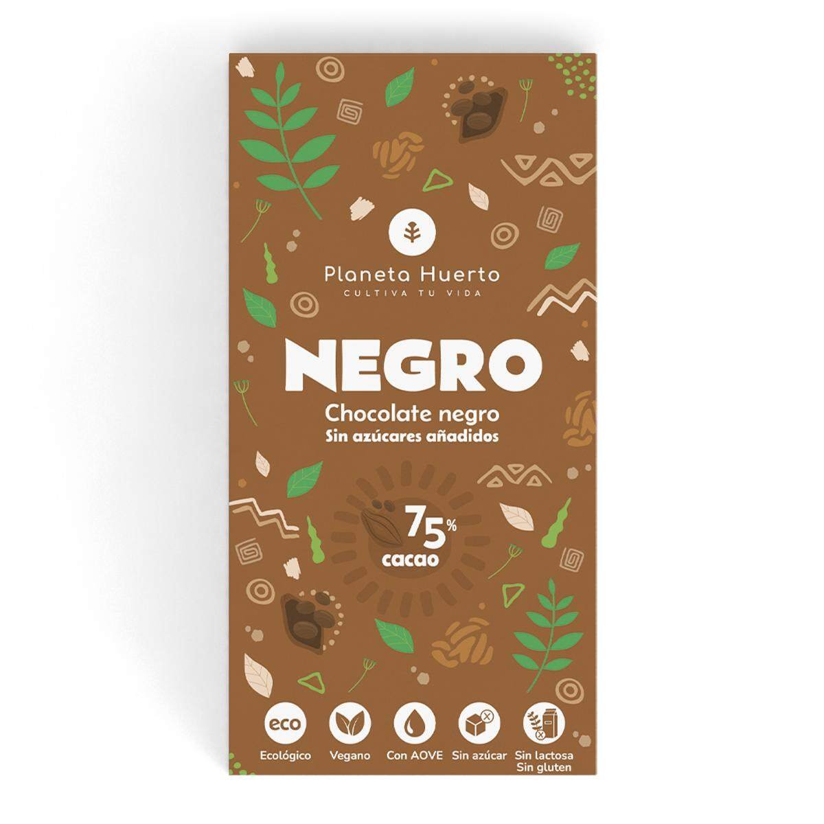 Tableta chocolate negro 75% sin azúcares añadidos ECO 70 gr