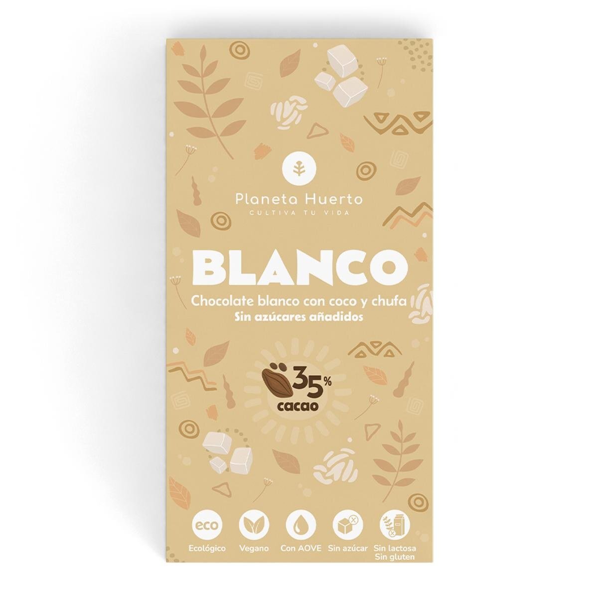 Tableta chocolate blanco vegano 35% sin azúcares añadidos 70 gr