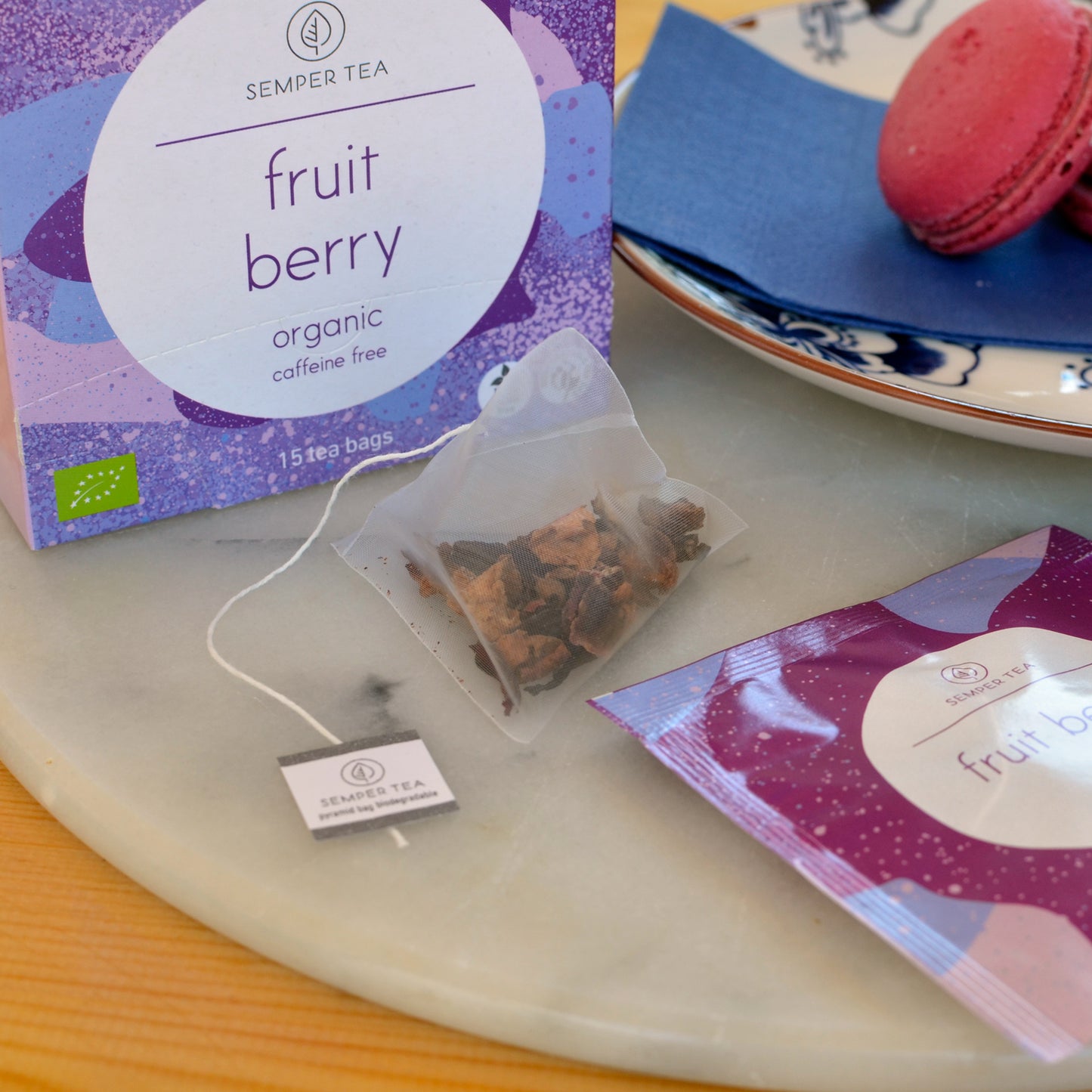 Pirâmides Fruit Berry embaladas em caixa