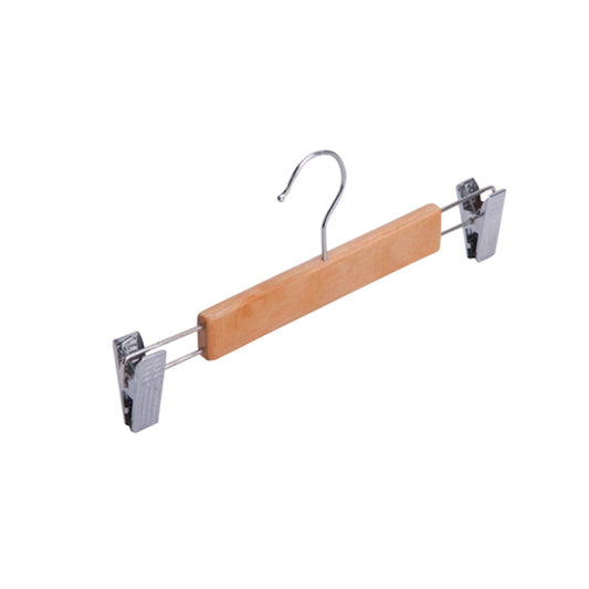 Percha madera natural con pinzas