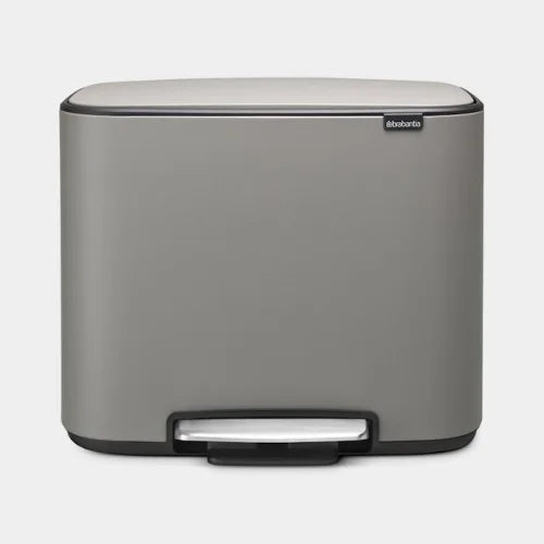 BO Papelera de pedal 3x11 L en gris mineral para hoteles – separación de residuos
