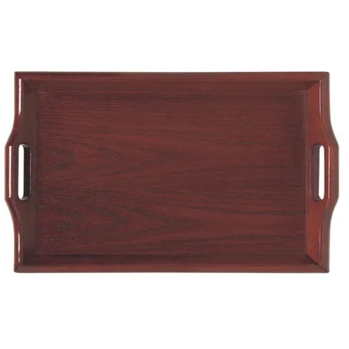 Grand plateau de service en chambre en bois écologique couleur acajou pour hôtels