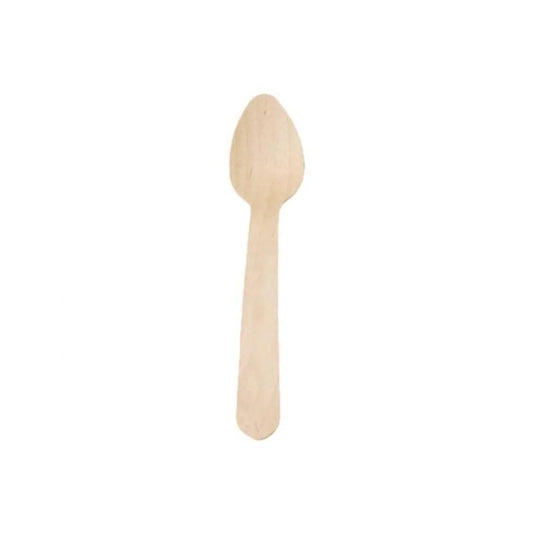 Lot de 100 cuillères à dessert en bois, 125 mm, pour hôtels