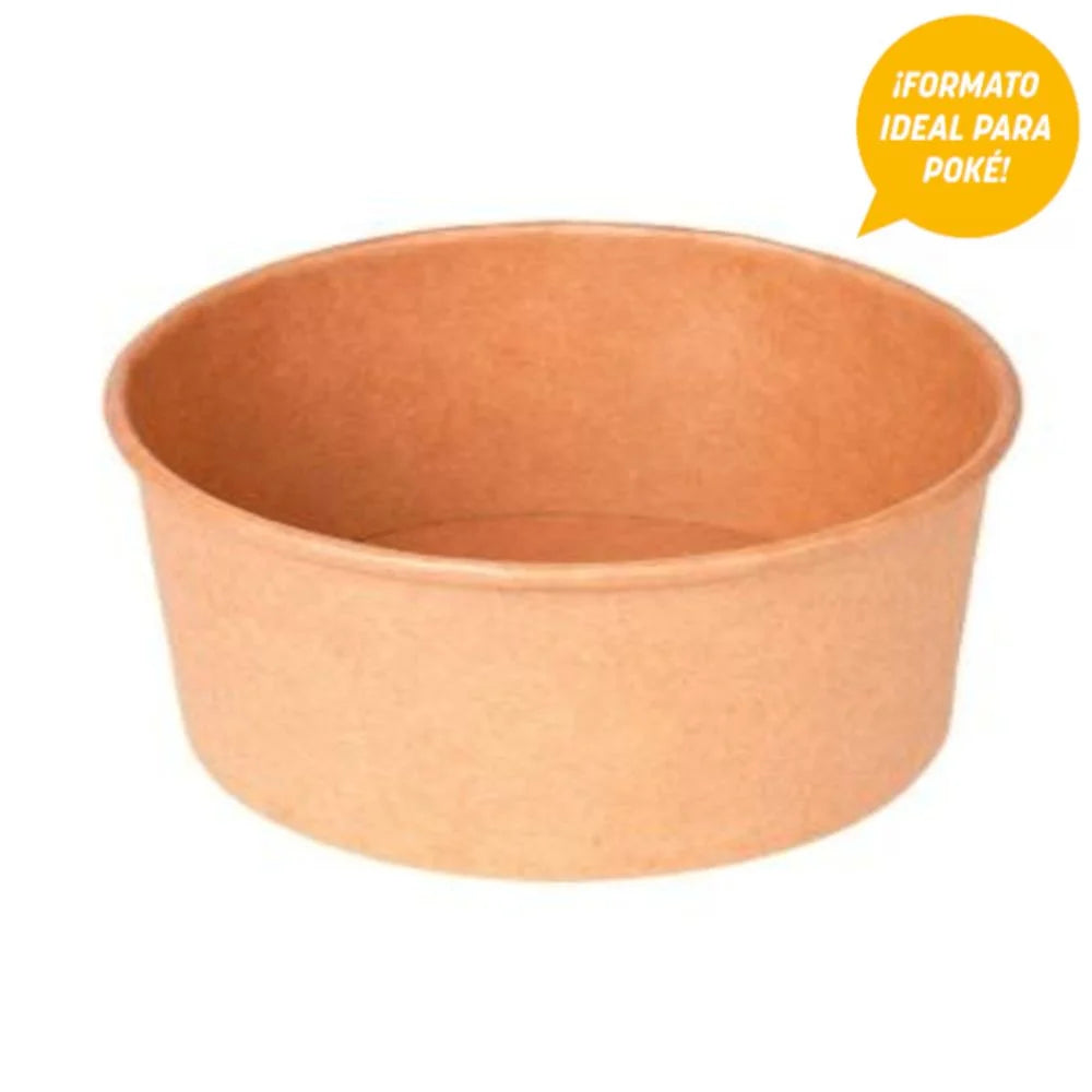Pack 50 ensaladeras kraft de cartón 1300 ml para hoteles
