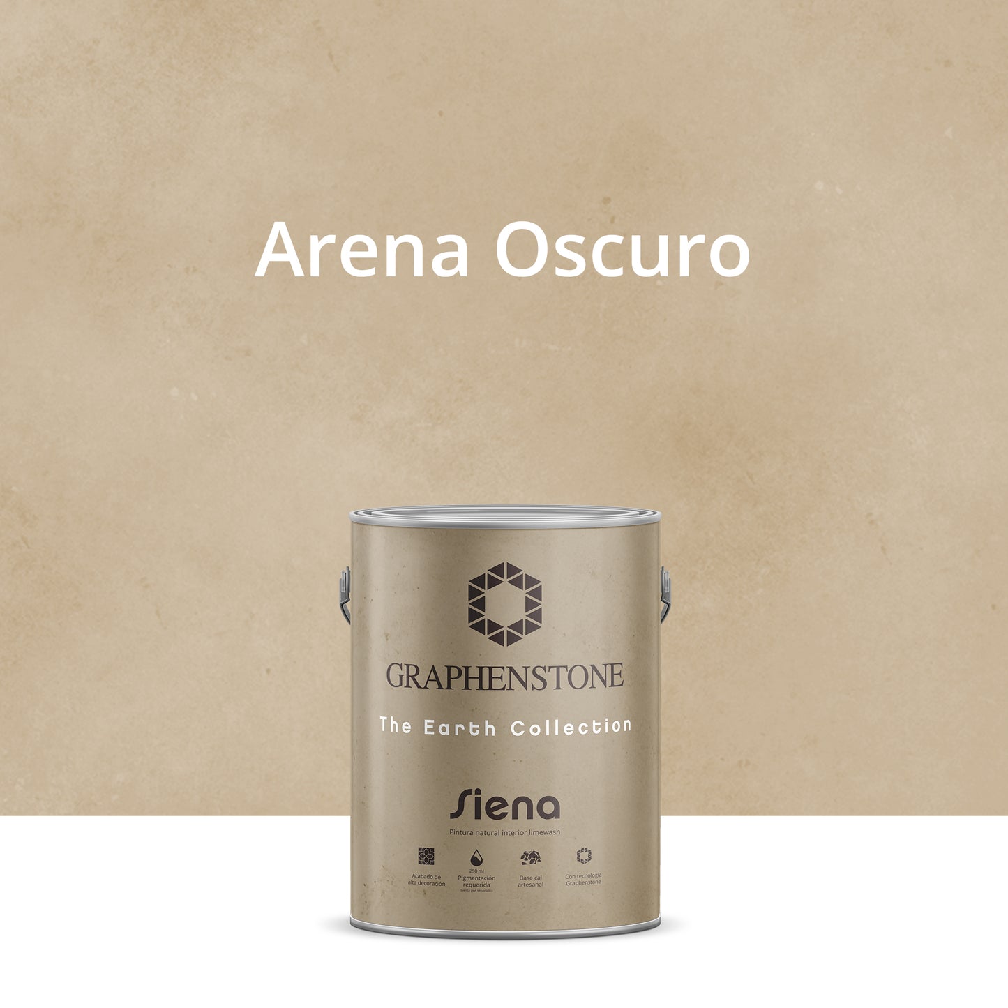 Pintura Ecológica INTERIOR Efecto LIMEWASH Base Cal SIENA Color ARENA OSCURO 4L