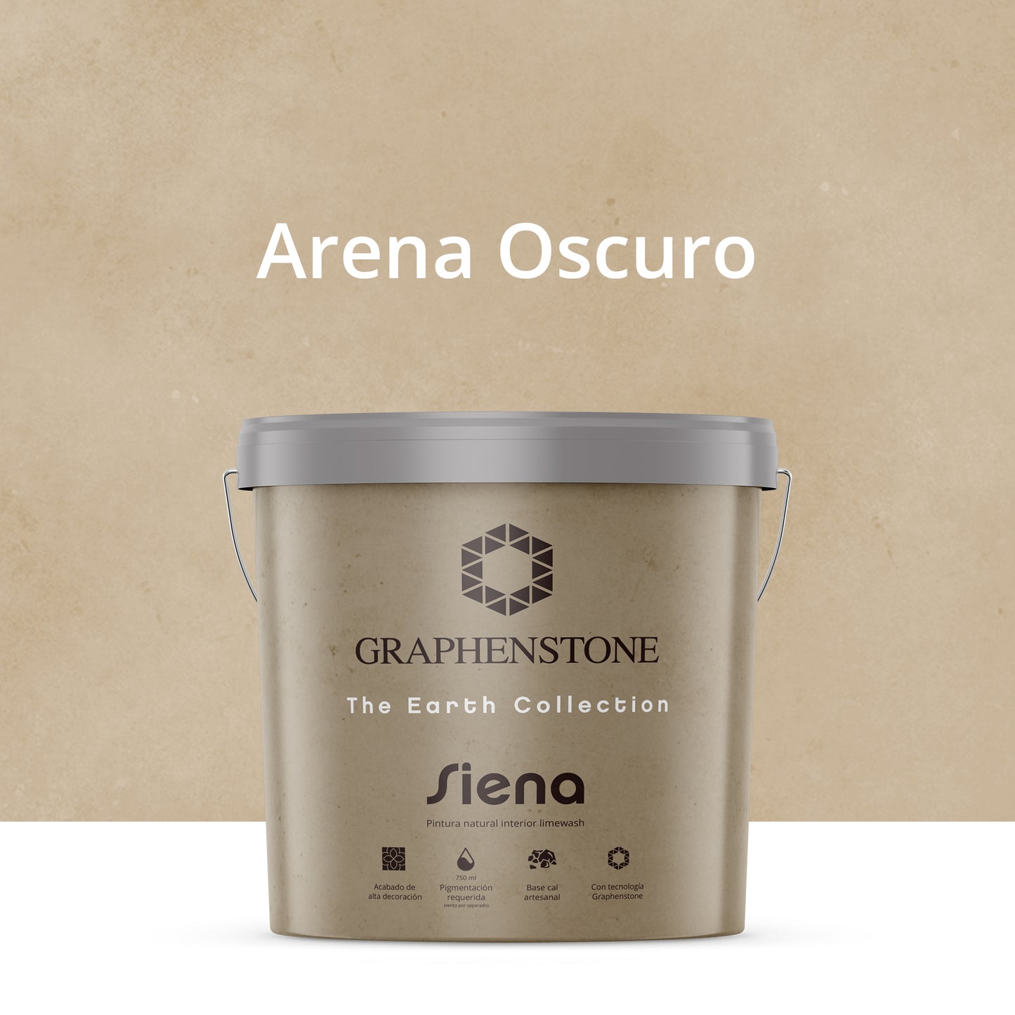 Pintura Ecológica INTERIOR Efecto LIMEWASH Base Cal SIENA Color ARENA OSCURO 15L