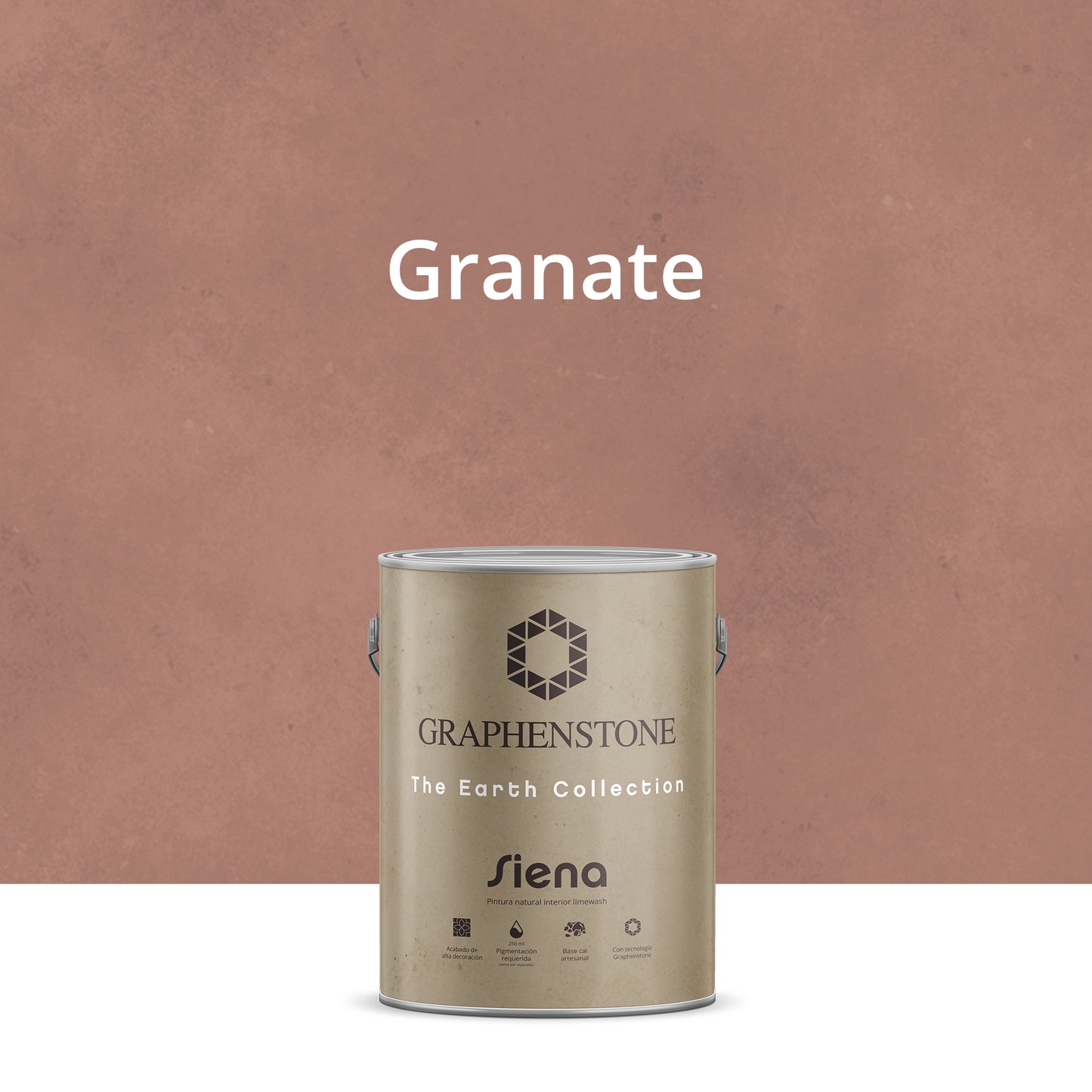 Pintura Ecológica INTERIOR Efecto LIMEWASH Base Cal SIENA Color GRANATE 4L