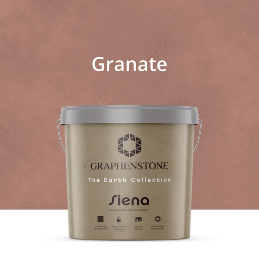 Tinta ecológica para interiores, efeito cal, base de cal, cor siena, granada, 15L