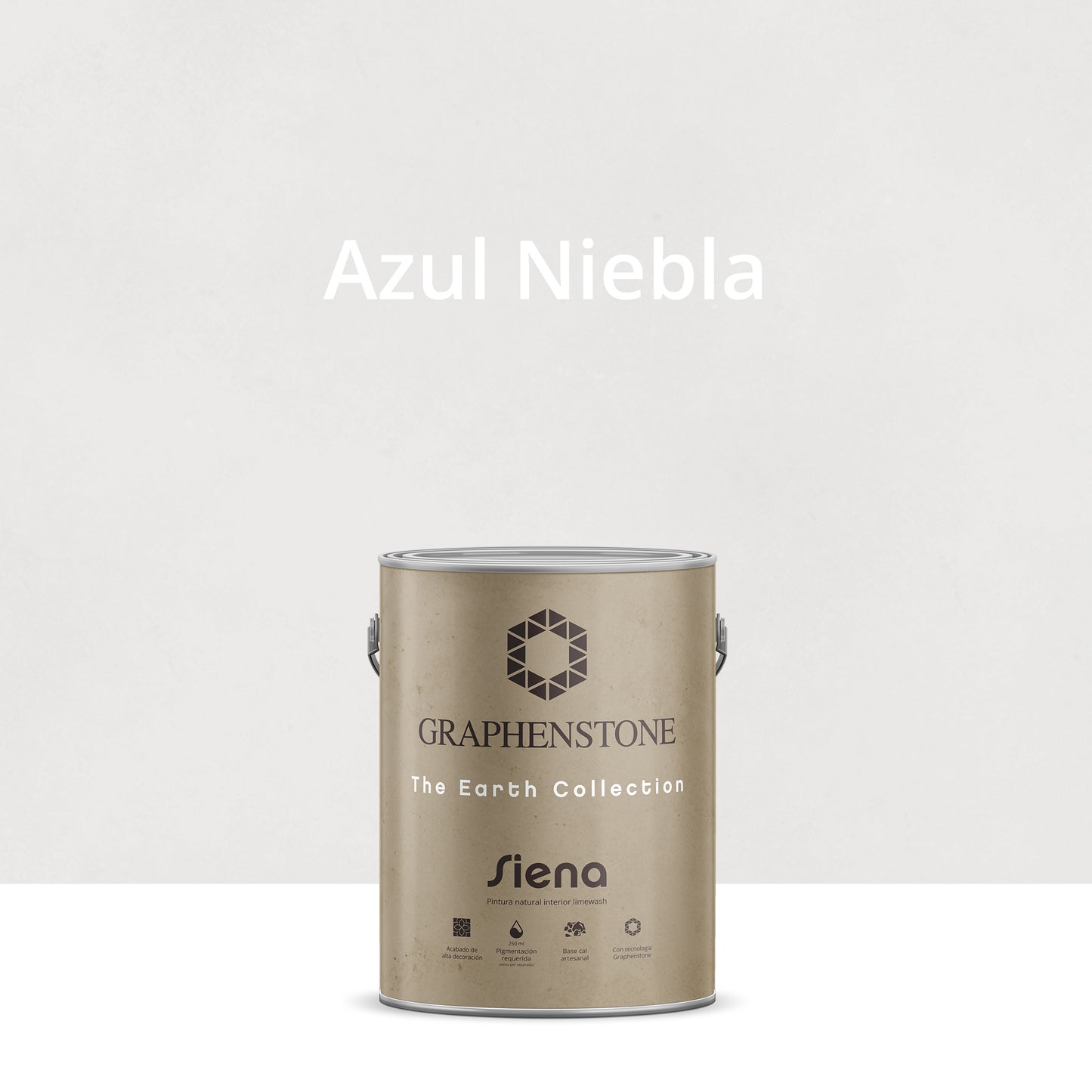 Tinta ecológica para interiores, efeito cal, base verde-limão Siena, cor azul-névoa, 4 litros