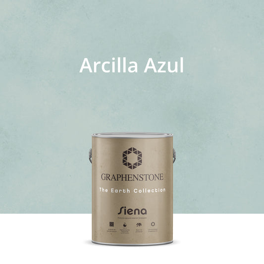 Tinta ecológica para interiores, efeito cal, base Siena Lime, cor Azul Argila, 4L