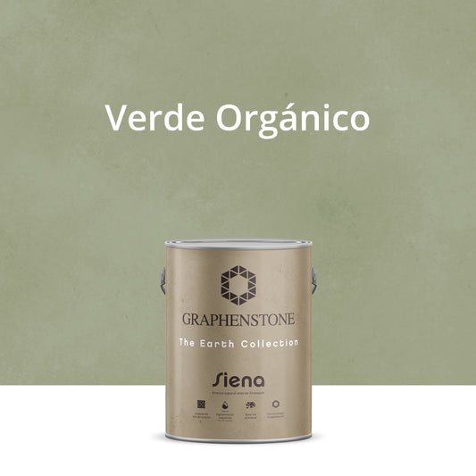 Tinta ecológica para interiores, efeito cal, base verde siena, cor verde orgânico, 4 litros