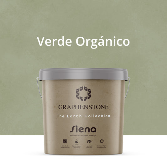 Tinta ecológica para interiores, efeito cal, base verde siena, cor verde orgânico, 15L