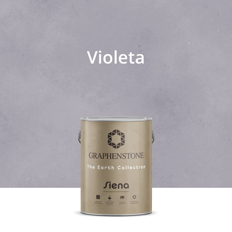 Peinture intérieure écologique, effet badigeon à la chaux, base chaux de Sienne, couleur violette, 4 L