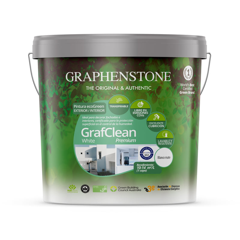 Peinture écologique Grafclean pour usage intérieur/extérieur, à base d'eau, blanche, 4 L