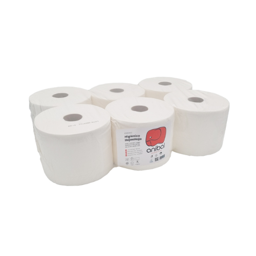Papier toilette industriel en pâte pure gaufrée double épaisseur Aníbal pour hôtels