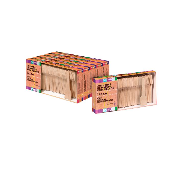 Cuchara madera para helado - 9,5 cm