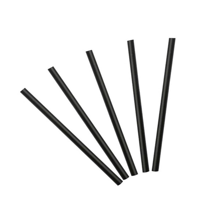 Lot de 100 pailles droites en papier noir 6 x 140 mm pour hôtels