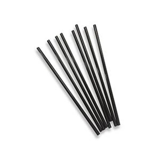 Pack 100 pajitas rectas de papel negro 6 x 200 mm para hoteles