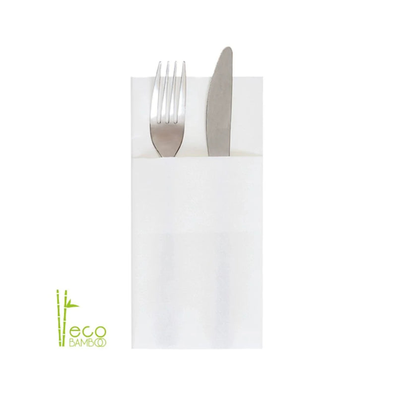 Paquete 50 servilletas blancas canguro 40x40 cm ECO Bamboo para hoteles 600 unidades