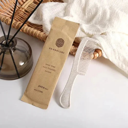 Conjunto de 500 unidades - GEANATURE eco comb flow pack kraft para hotéis – embalagem feita de fibra de palha e material reciclado