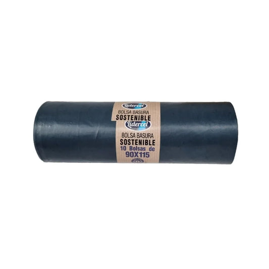 Rollo 10 bolsas de basura azules recicladas 90x115 cm capacidad 150 L para hoteles