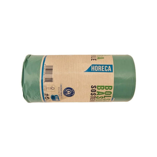 Rollo 10 bolsas de basura verdes recicladas 85x105 cm capacidad 100 L para hoteles