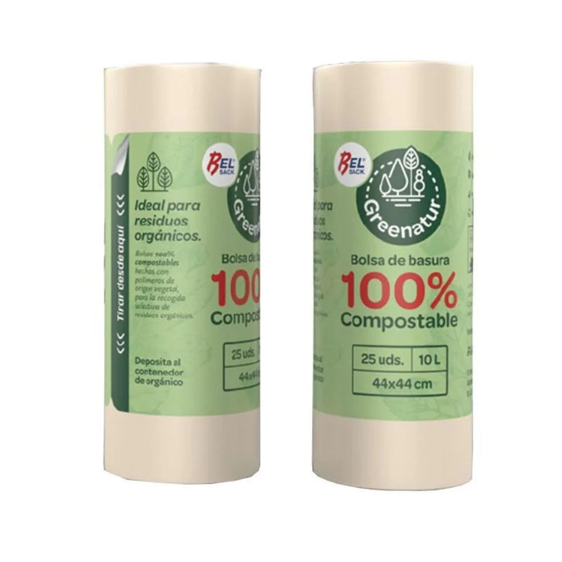 Rouleau de 25 sacs beiges compostables, 44 x 44 cm, 10 L, pour hôtels