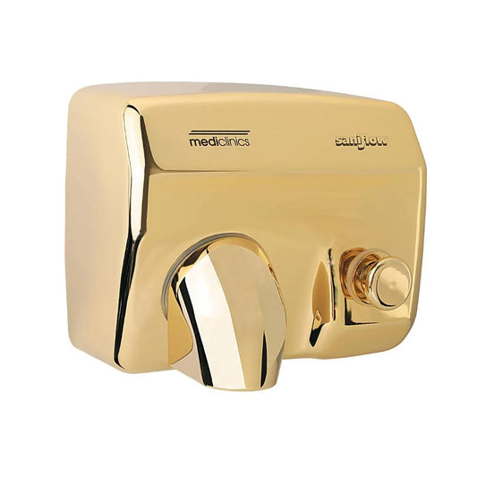Secamanos con Pulsador Saniflow Acero Baño Oro para hoteles
