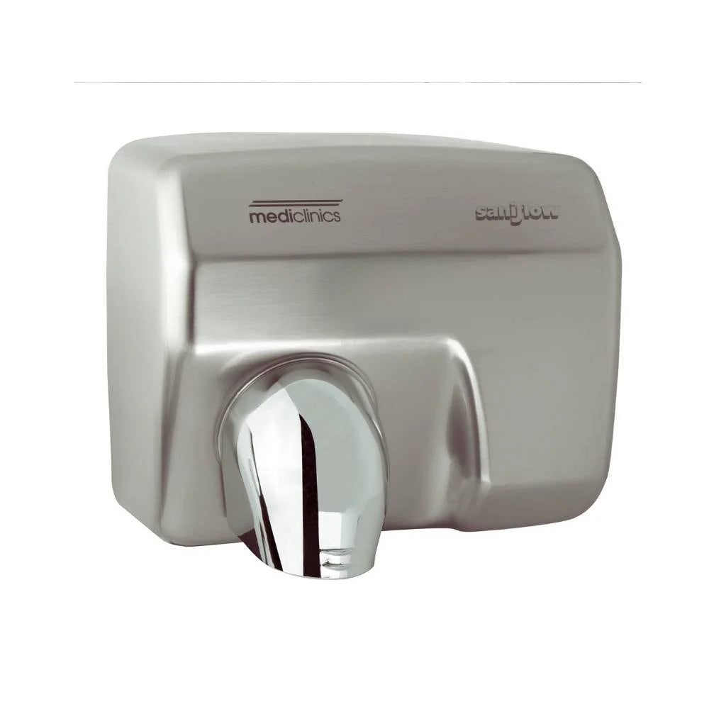 Secador de mãos ótico Saniflow, em aço cromado acetinado, para hotéis.