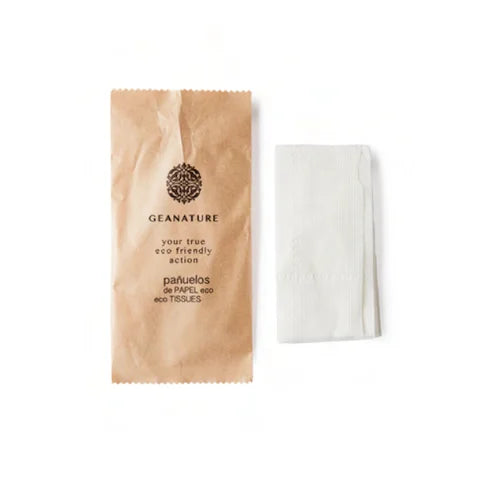 Set 3 pañuelos eco GEANATURE flow pack kraft para hoteles - 500 unidades