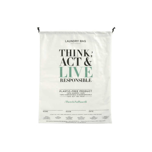 Bolsa de lavandería de bambú con cordón para hoteles - Think act & live
